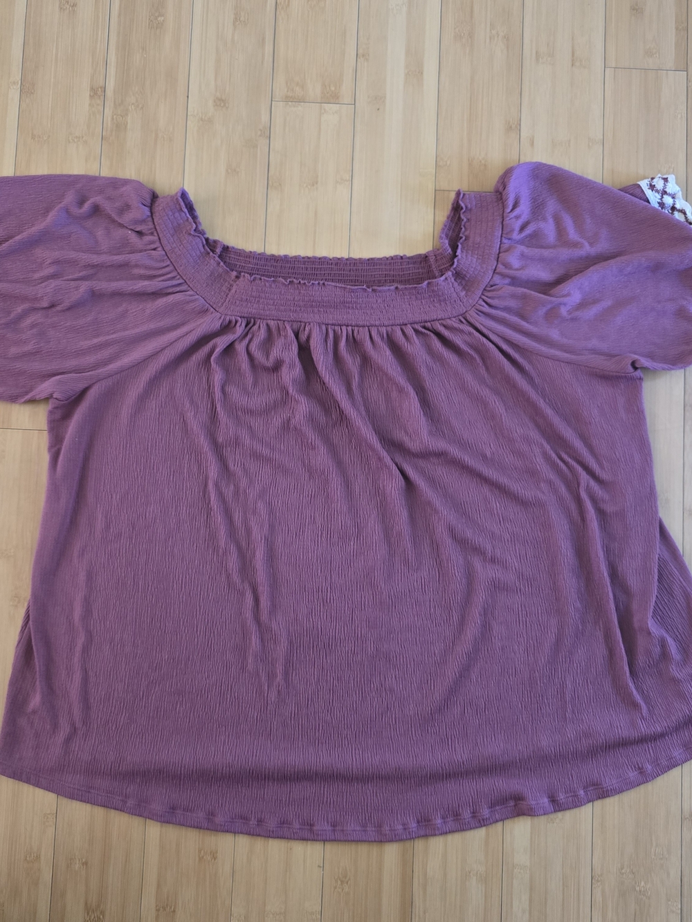 Lane Bryant Purple Puff Sleeve Square Neck Top